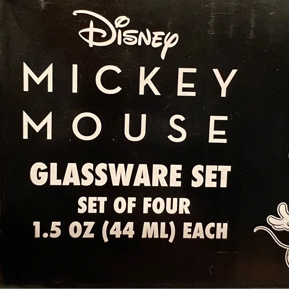 Disney Mickey Mouse Collector Glassware Set  4 Licensed Shot Glasses 1.5…